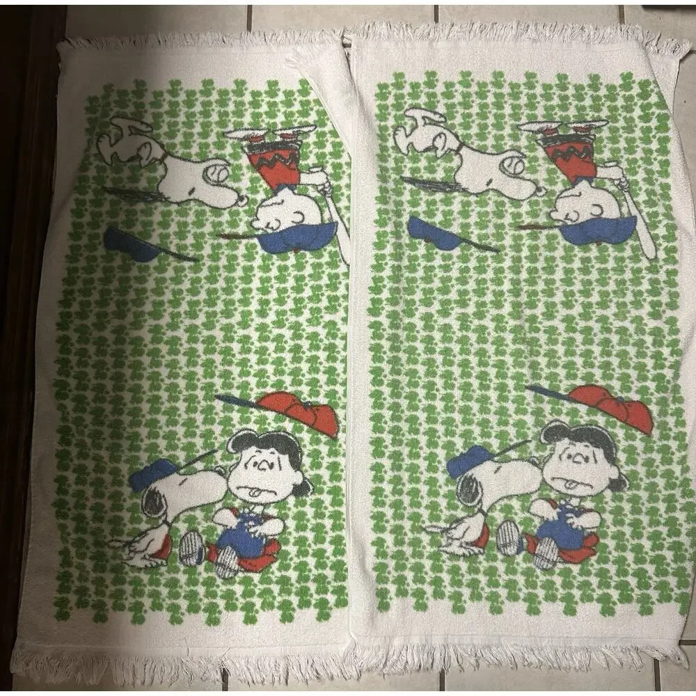 Vnt Snoopy Peanuts Funny Telephone Bath Towel Cotton Utica Lucy Lot Of 3
